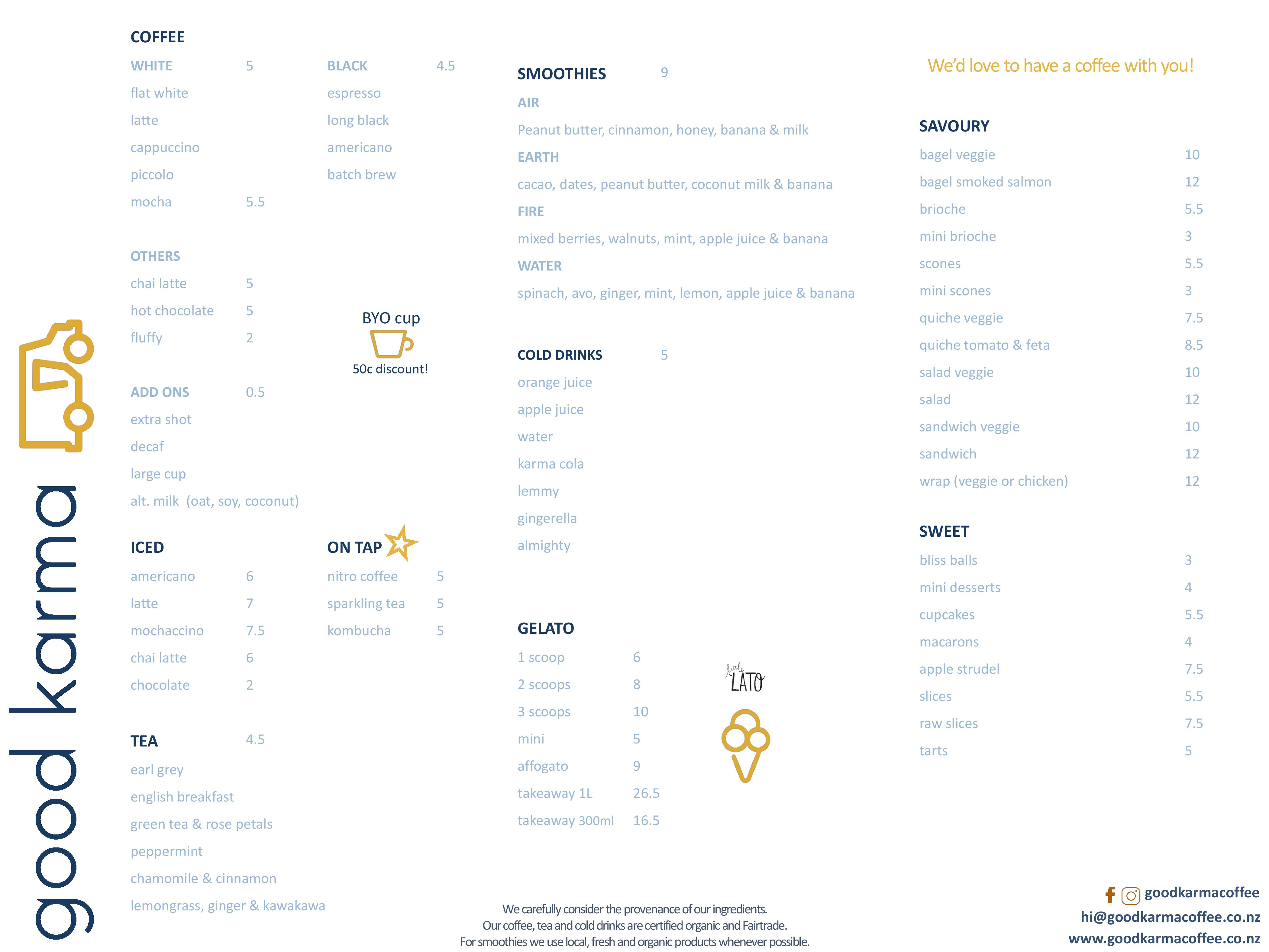 Good Karma Auckland Fish Market menu