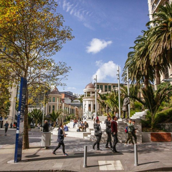 People walking on High Street in front of Freyberg Place in Auckland's city centre. Image: Sacha Stejko