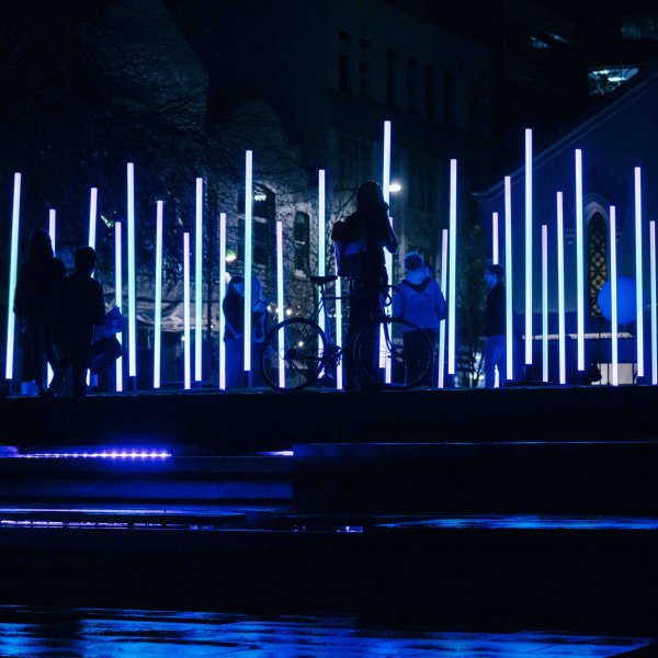 Light Field by James Russell in St Patrick's Square for Late Night Art in the city centre 2017.  Image: Sacha Stejko