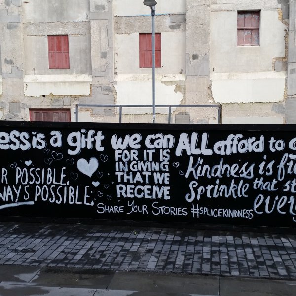 Random Acts of Kindness Day 2018 mural opposite Auckland central library. Image: Splice