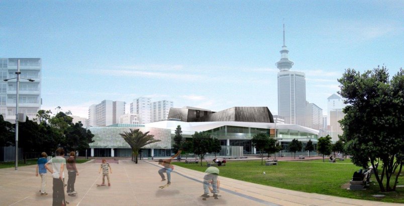 Artist's impression of the updated Aotea Centre exterior. Image: RFA.