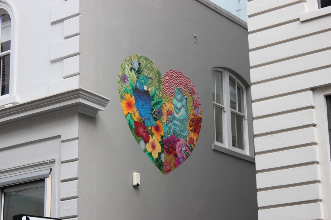 East meets West, Flox for Hearts of the City in Lorne Street, Auckland's city centre. Image: Heart of the City