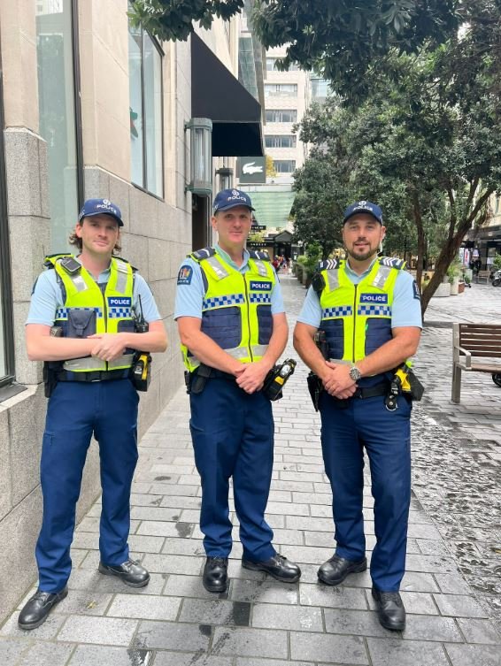 Constables Ding Capunitan and Will Kerr in Exchange Lane in Auckland's city centre. Image: Heart of the City