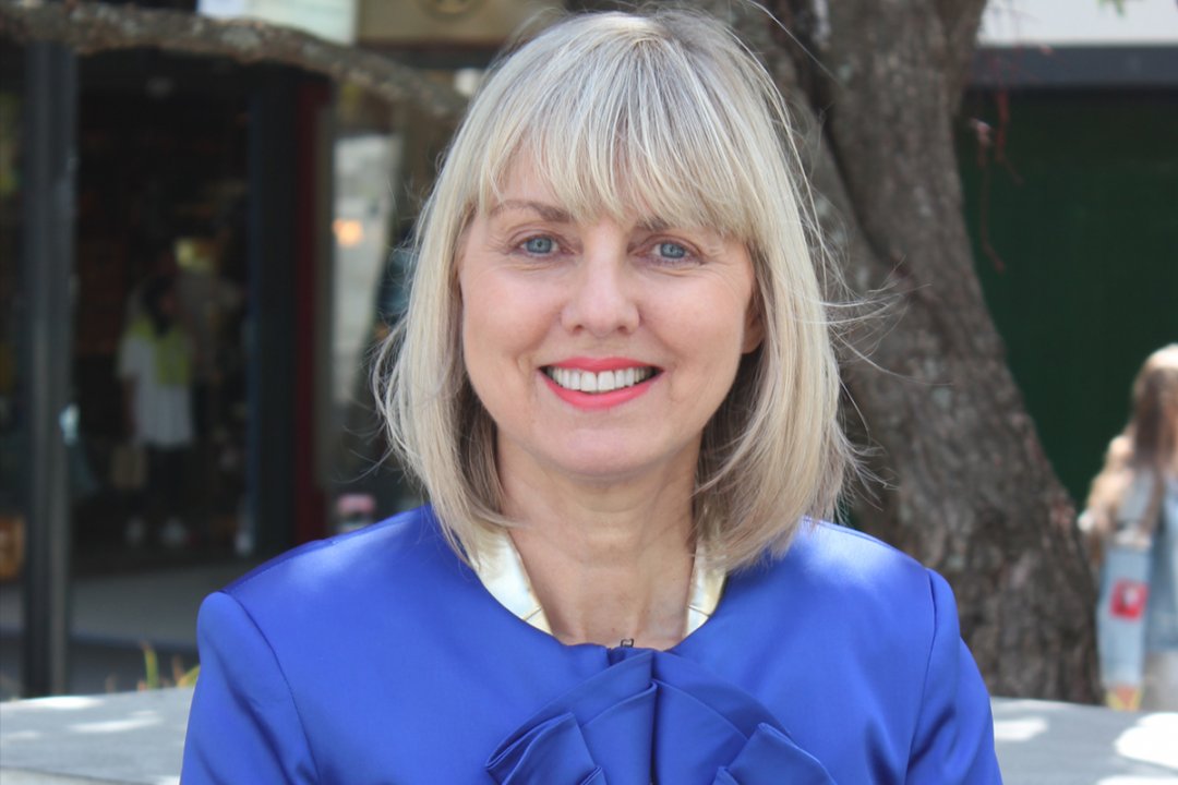 Viv Beck, Heart of the City CEO, in Freyberg Place in Auckland city centre's High Street District. Image: Heart of the City